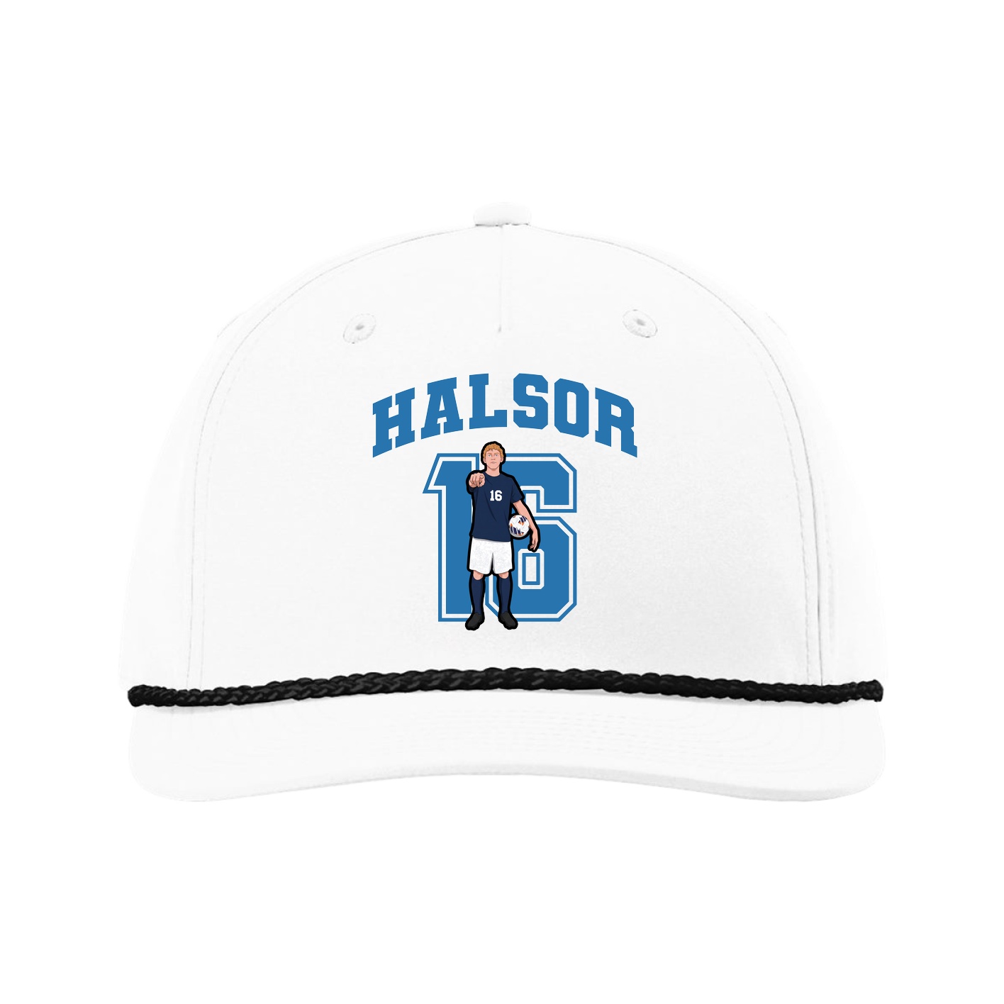 Five-Panel Classic Rope Cap — Number in White