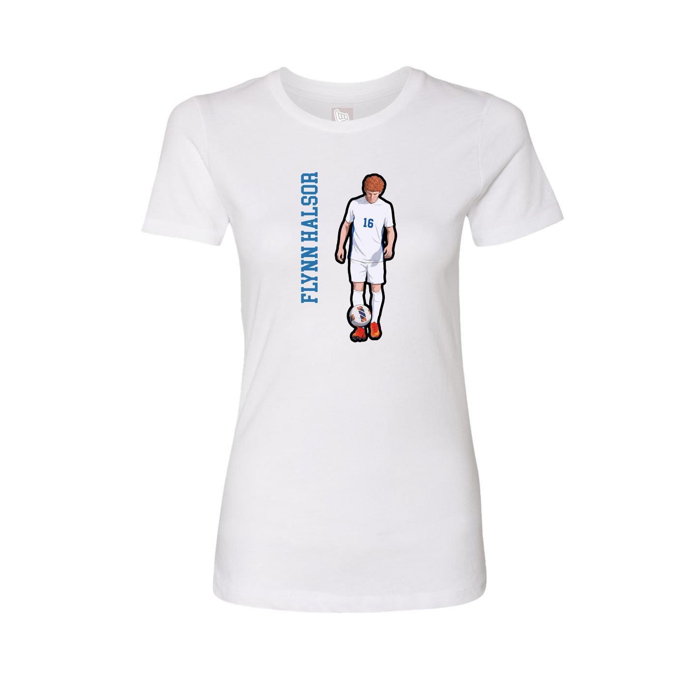 Womens Tee — Name Vertical in White