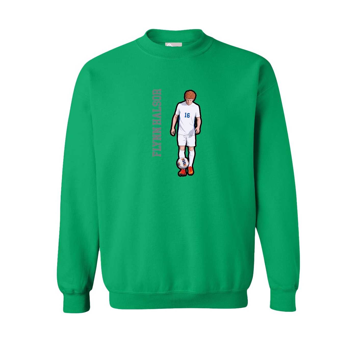 Fleece Crew — Name Vertical in Green