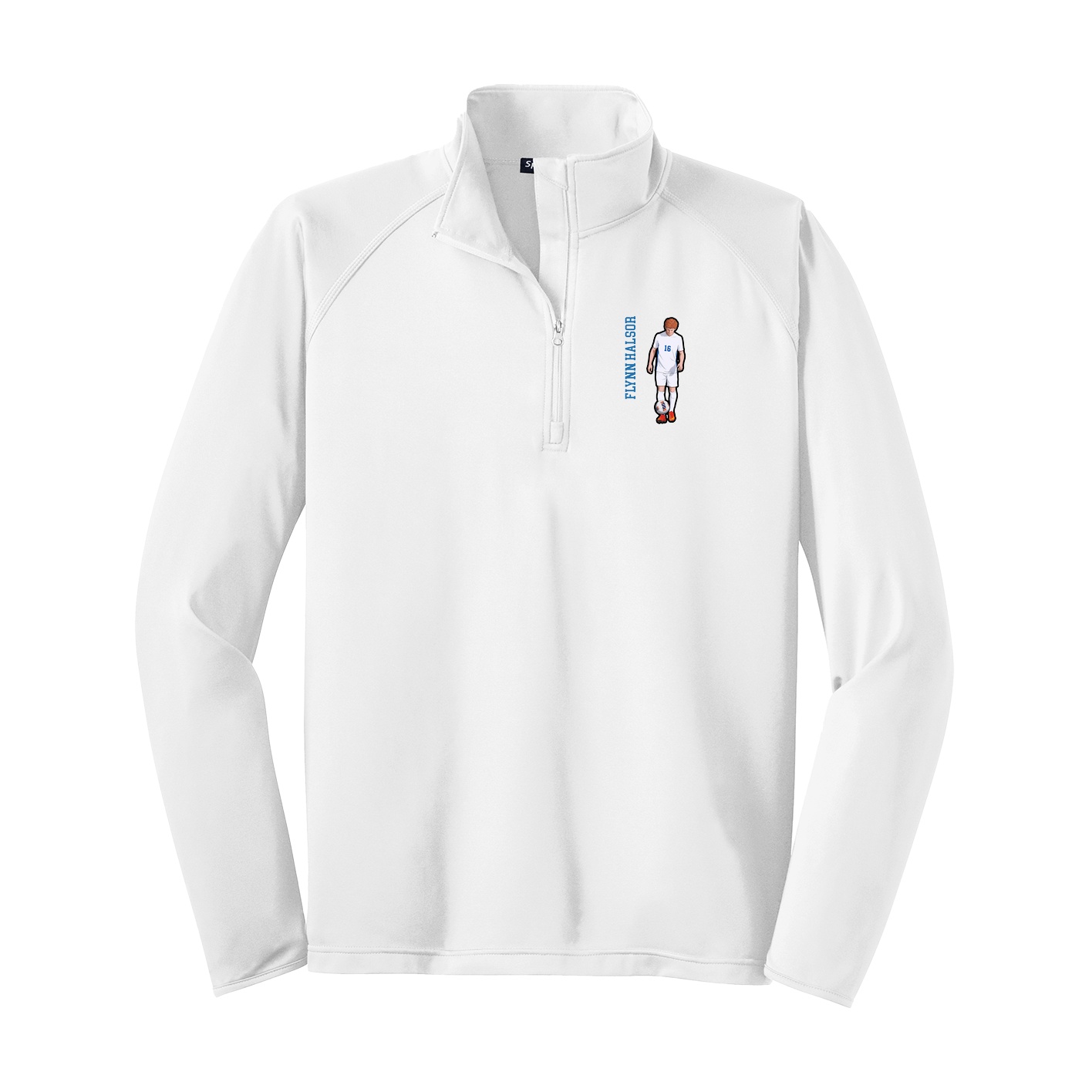 Q-Zip Pullover — Name Vertical in White