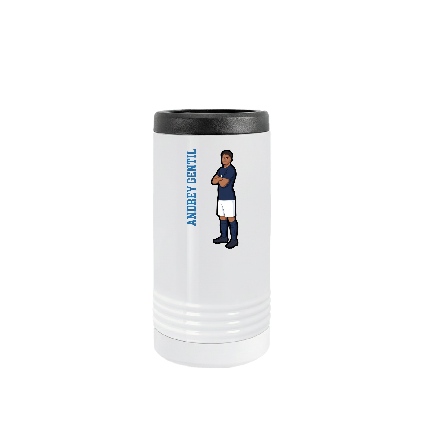 Slim Beverage Holder — Name Vertical in White