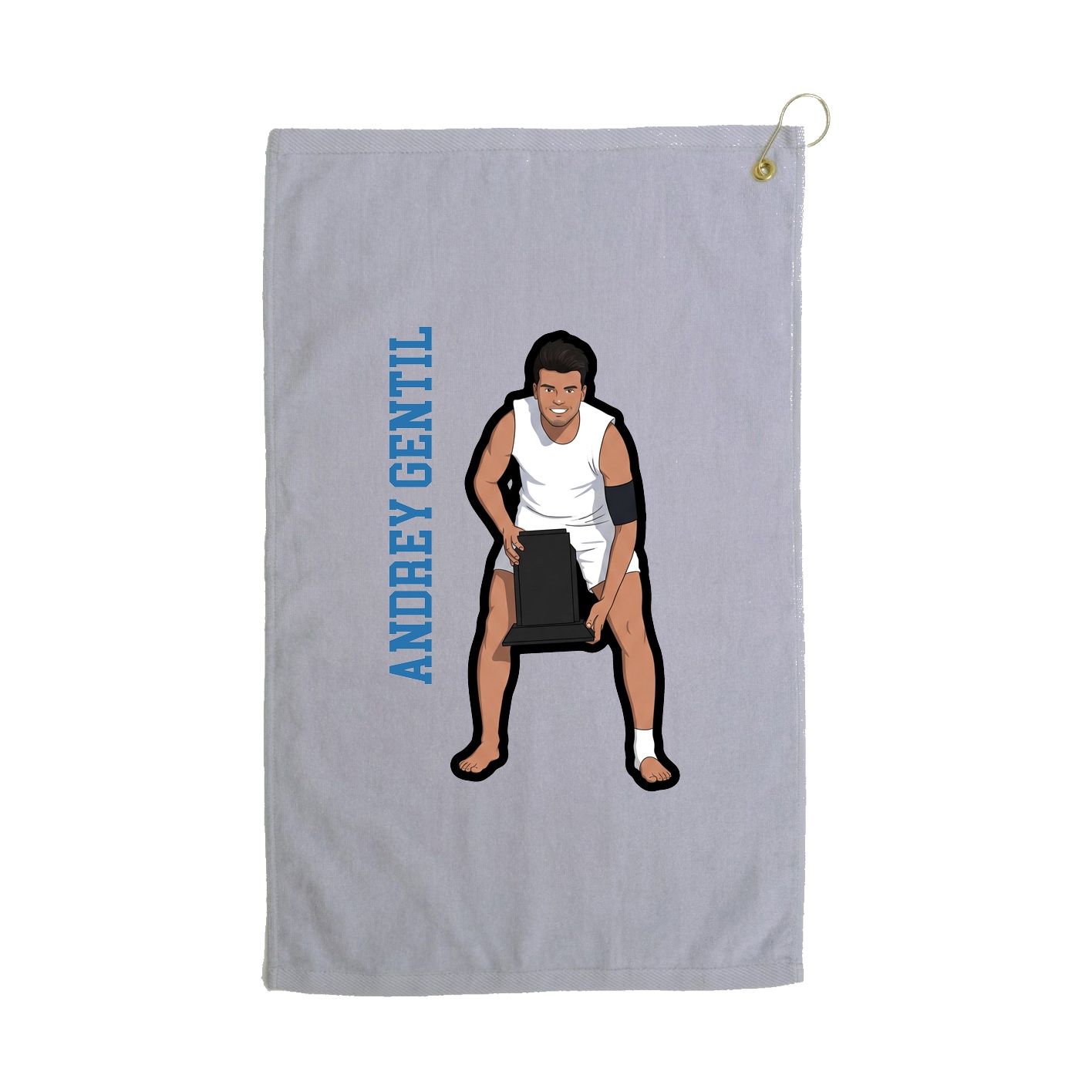Golf Towel — Name Vertical in Grey
