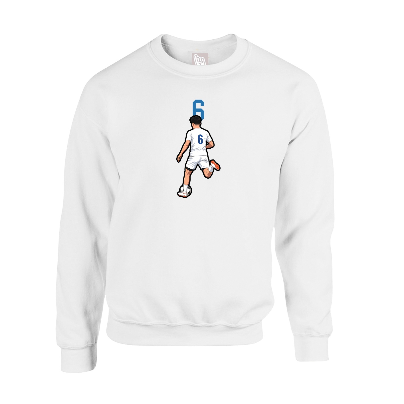Fleece Crew — Number Top in White