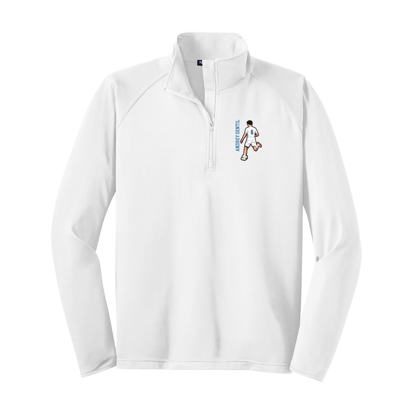 Q-Zip Pullover — Name Vertical in White