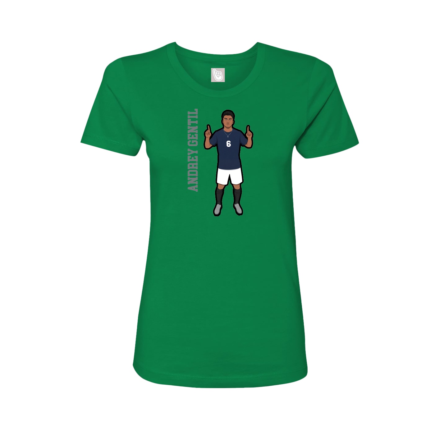 Fitted Women's Tee — Name Vertical in Green