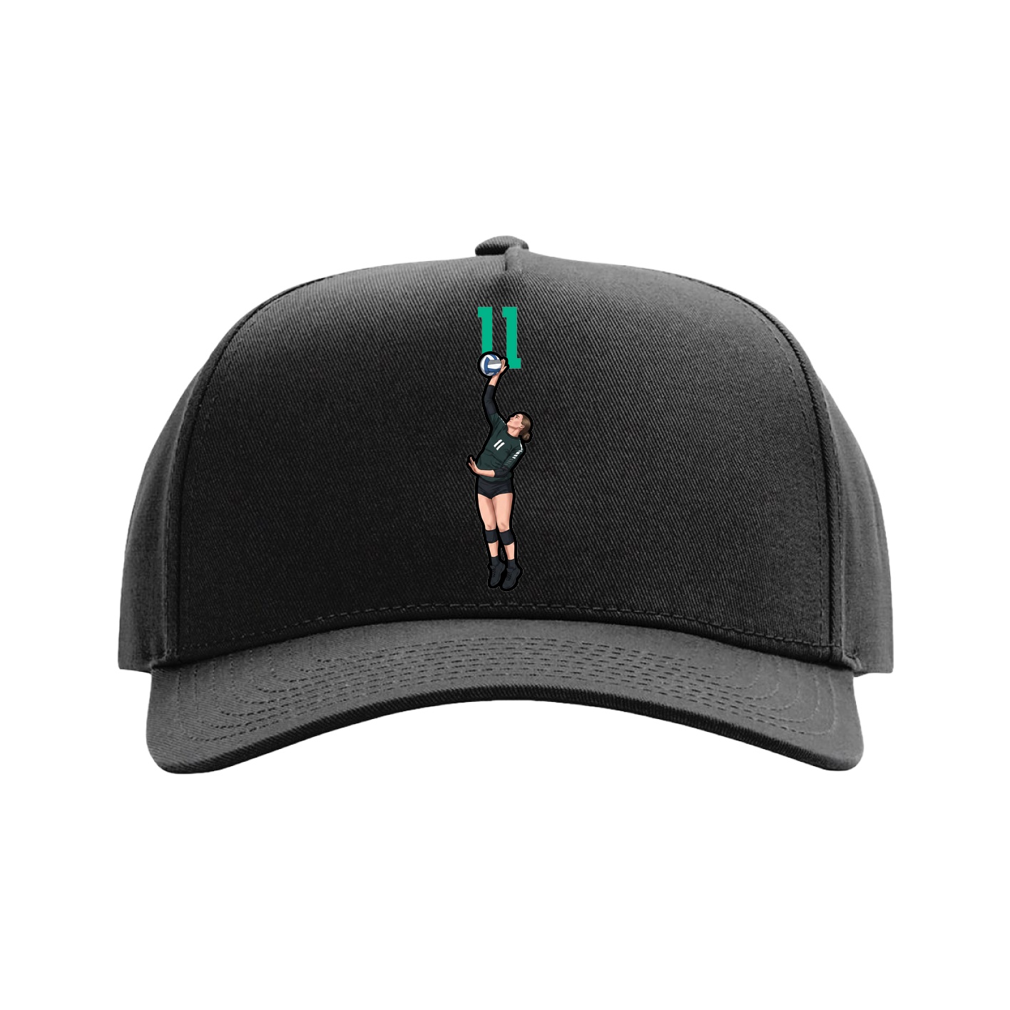 Full Fabric Five-Panel Champ Cap — Number Top in Black