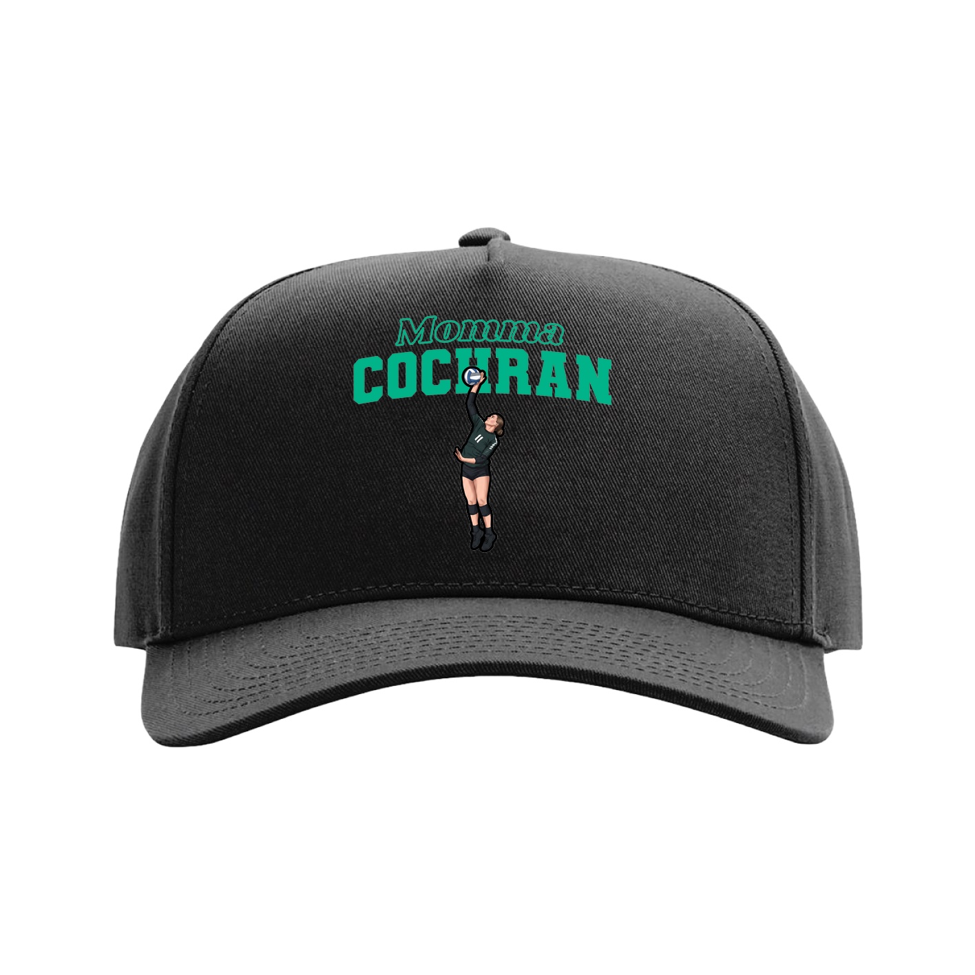 Full Fabric Five-Panel Champ Cap — Mothers Day Block in Black