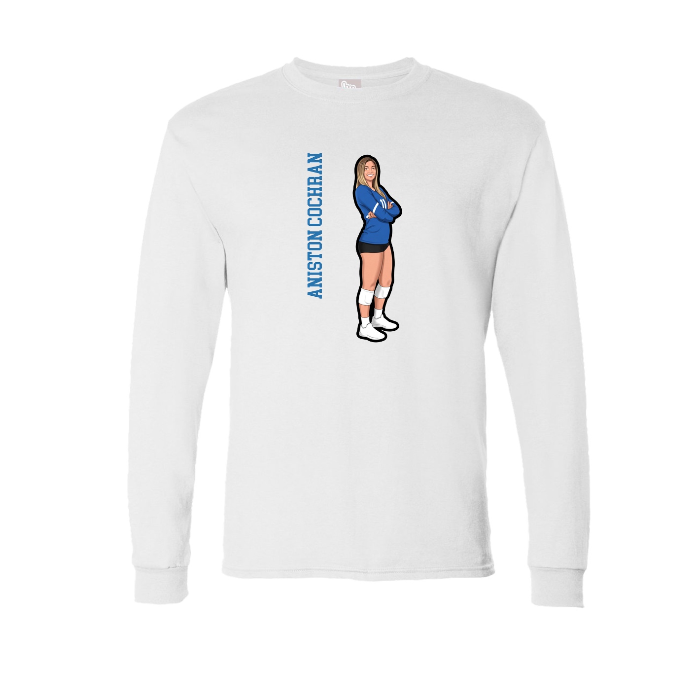 Long Sleeve Tee — Name Vertical in White