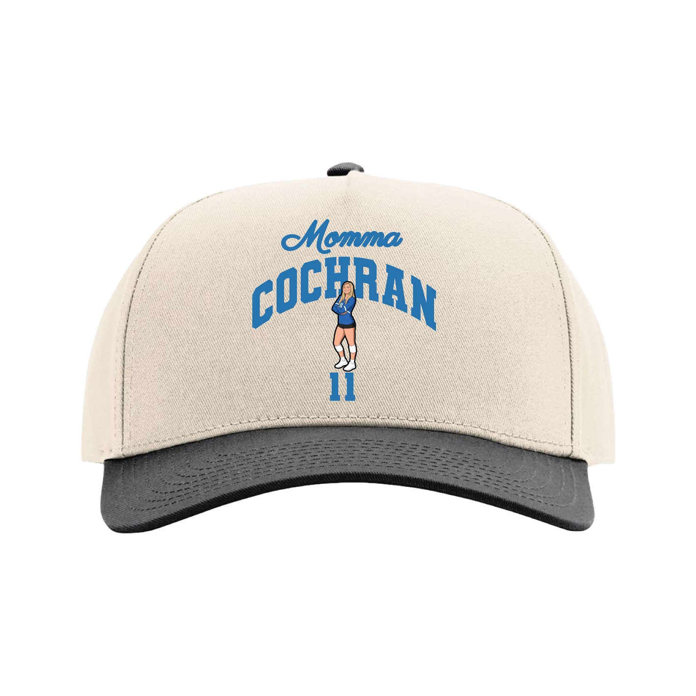 Full Fabric Five-Panel Champ Cap — Mothers Day Arch in Cream/Black