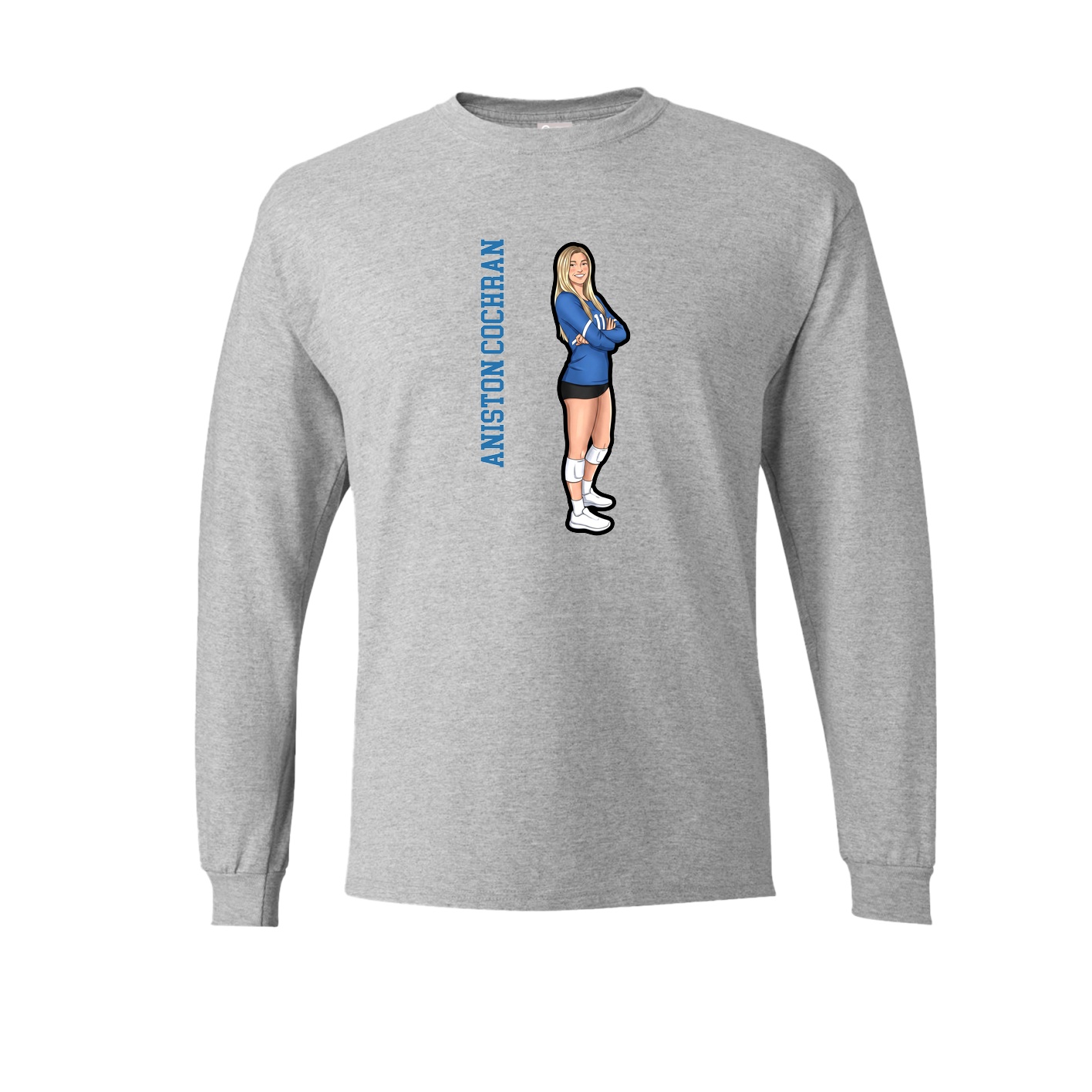 Long Sleeve Tee — Name Vertical in Grey
