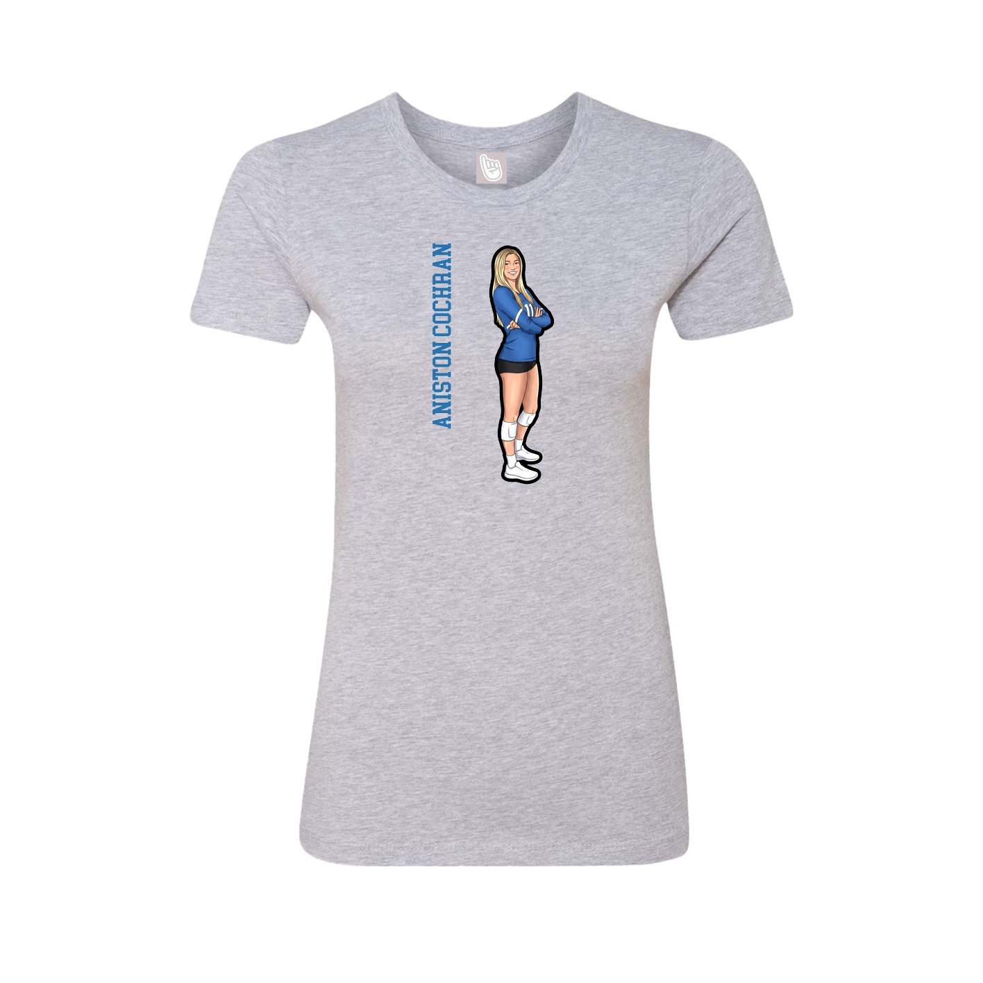 Womens Tee — Name Vertical in Grey