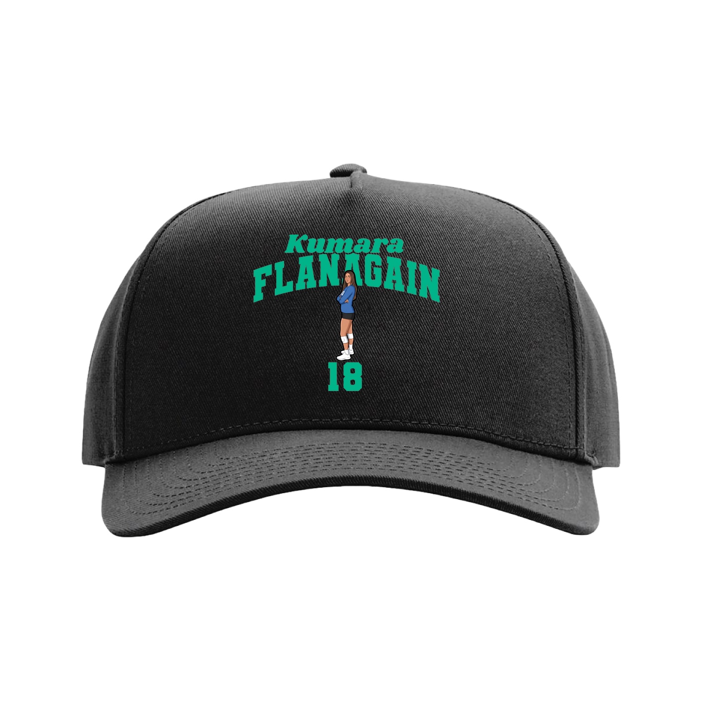 Full Fabric Five-Panel Champ Cap — Signature Arch in Black