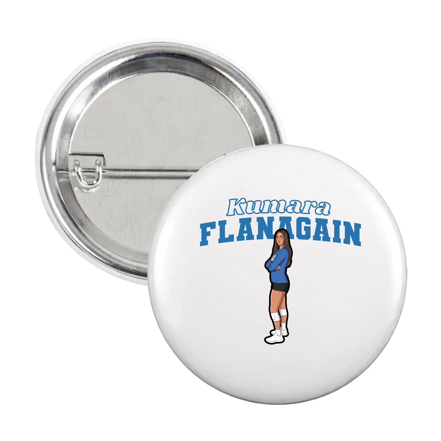 Game Day Button — Name Arch in White