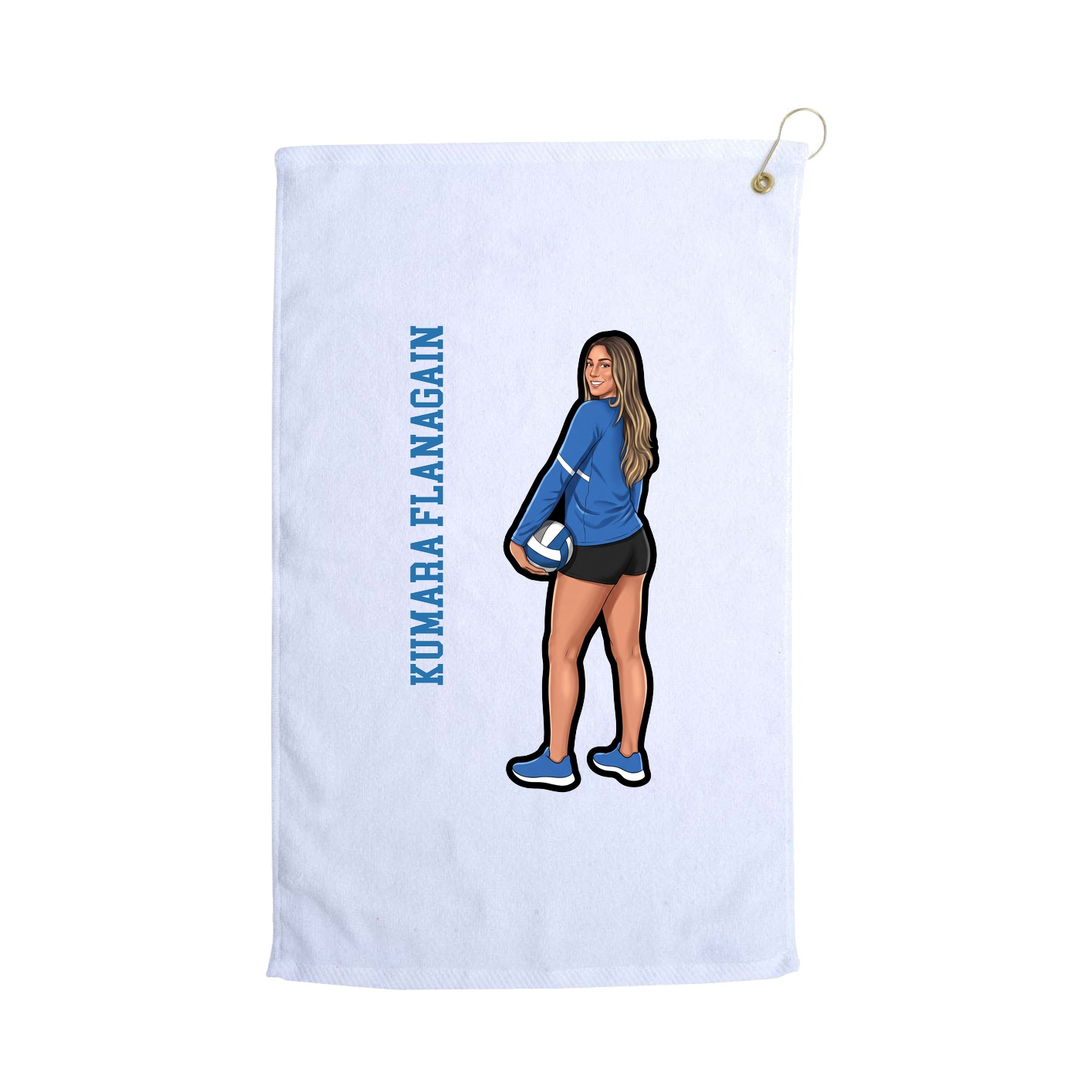 Golf Towel — Name Vertical in White