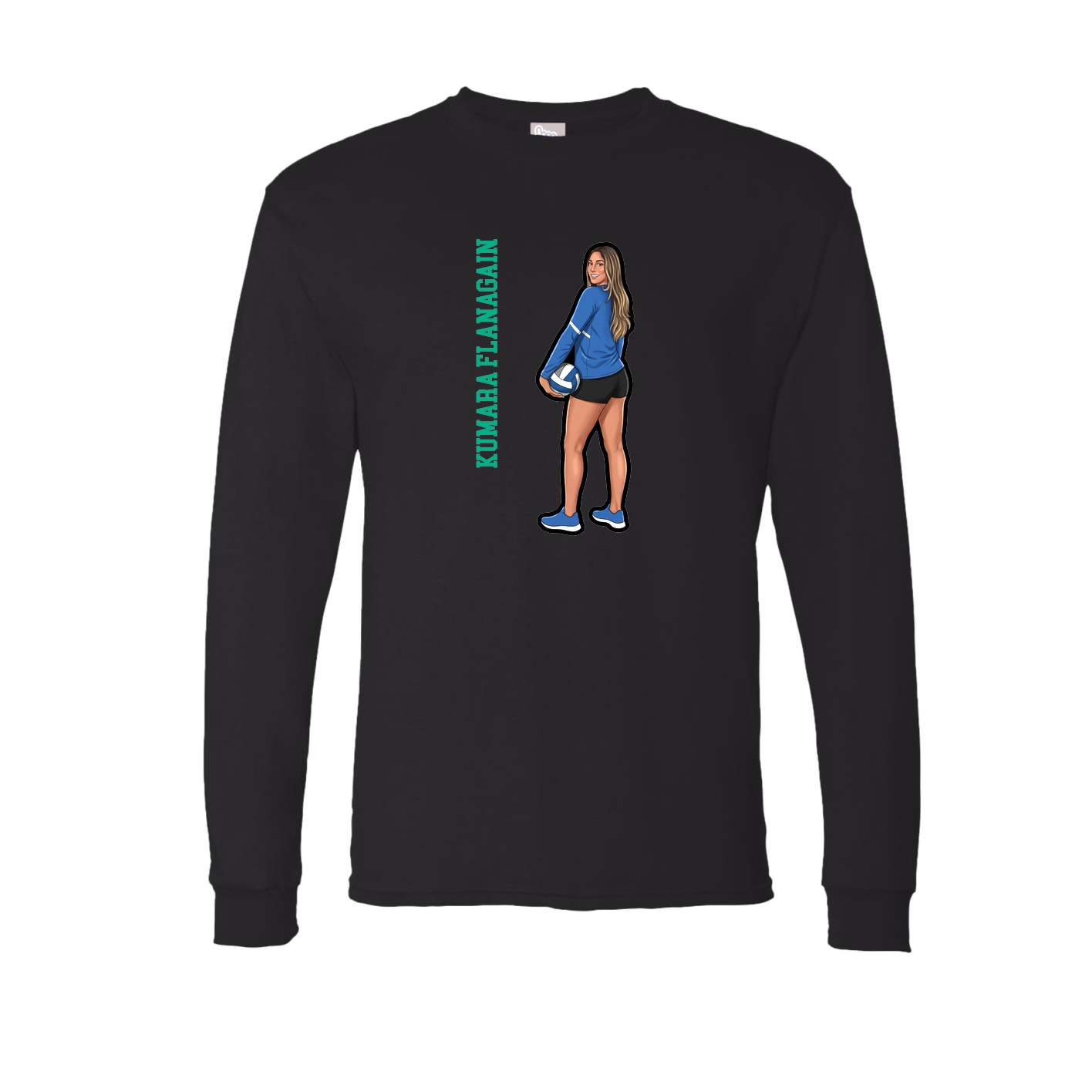 Long Sleeve Tee — Name Vertical in Black