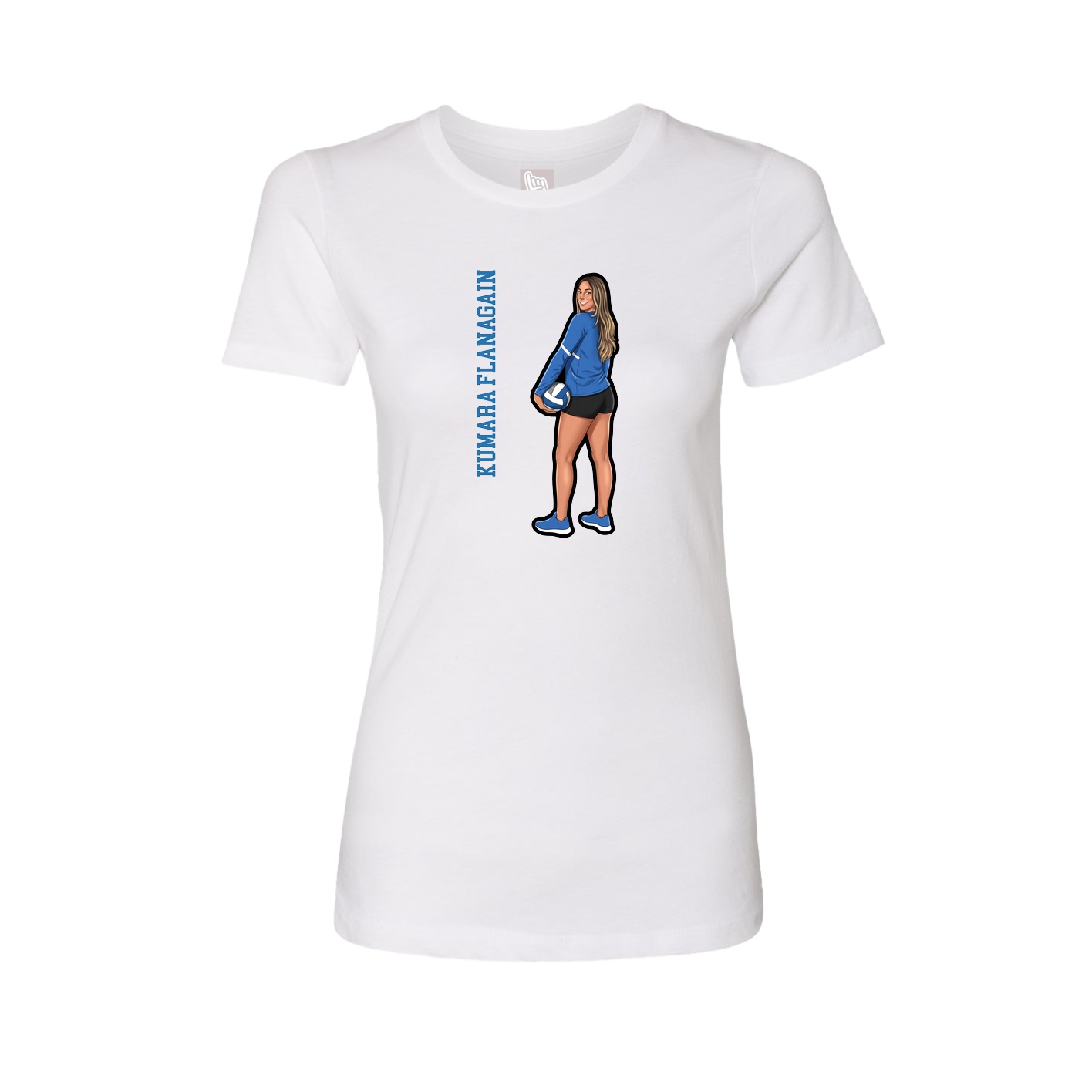 Fitted Women's Tee — Name Vertical in White