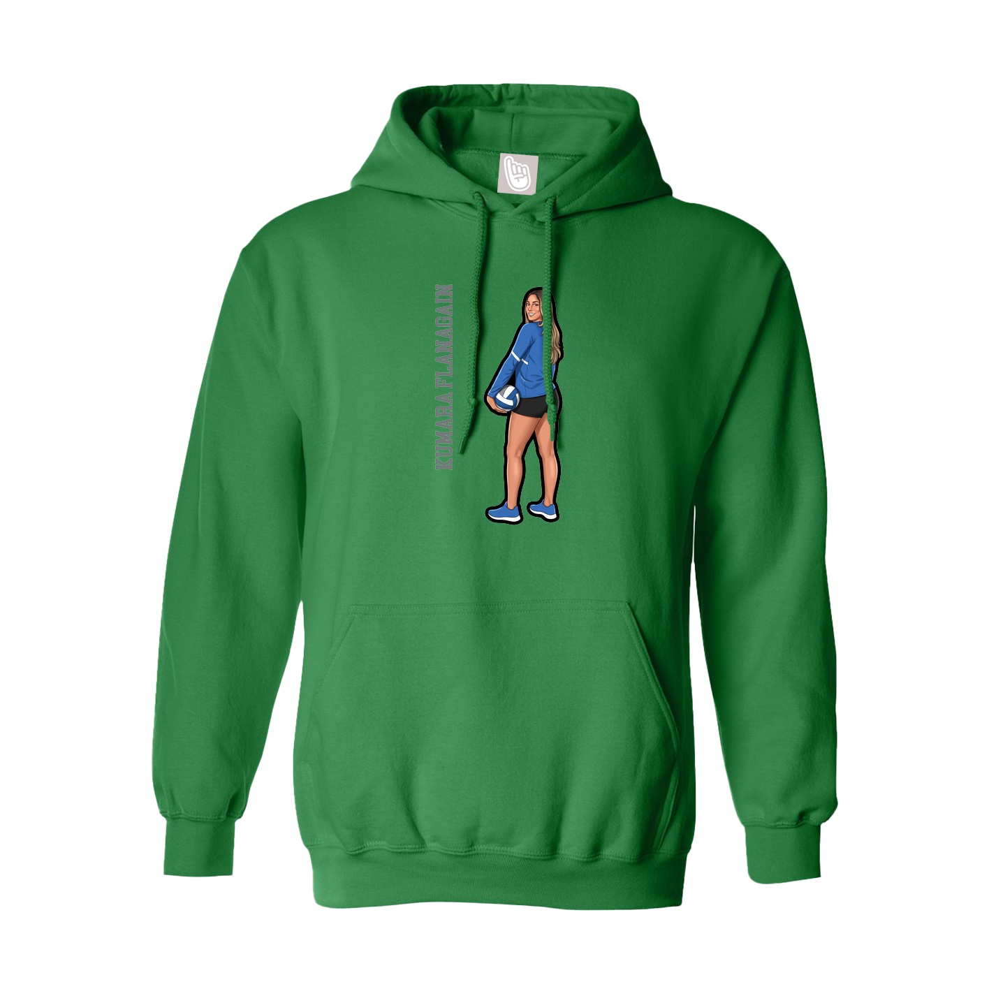 Youth Hoodie — Name Vertical in Green