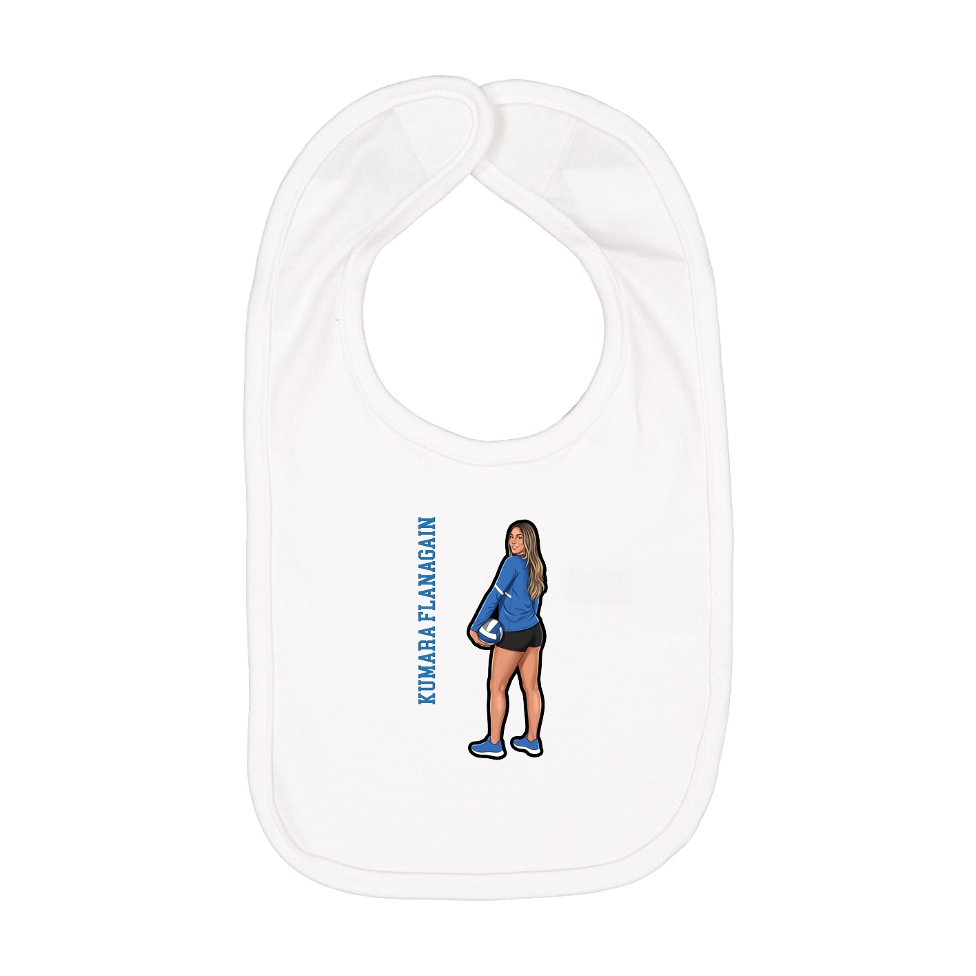 Infant Bib — Name Vertical in White
