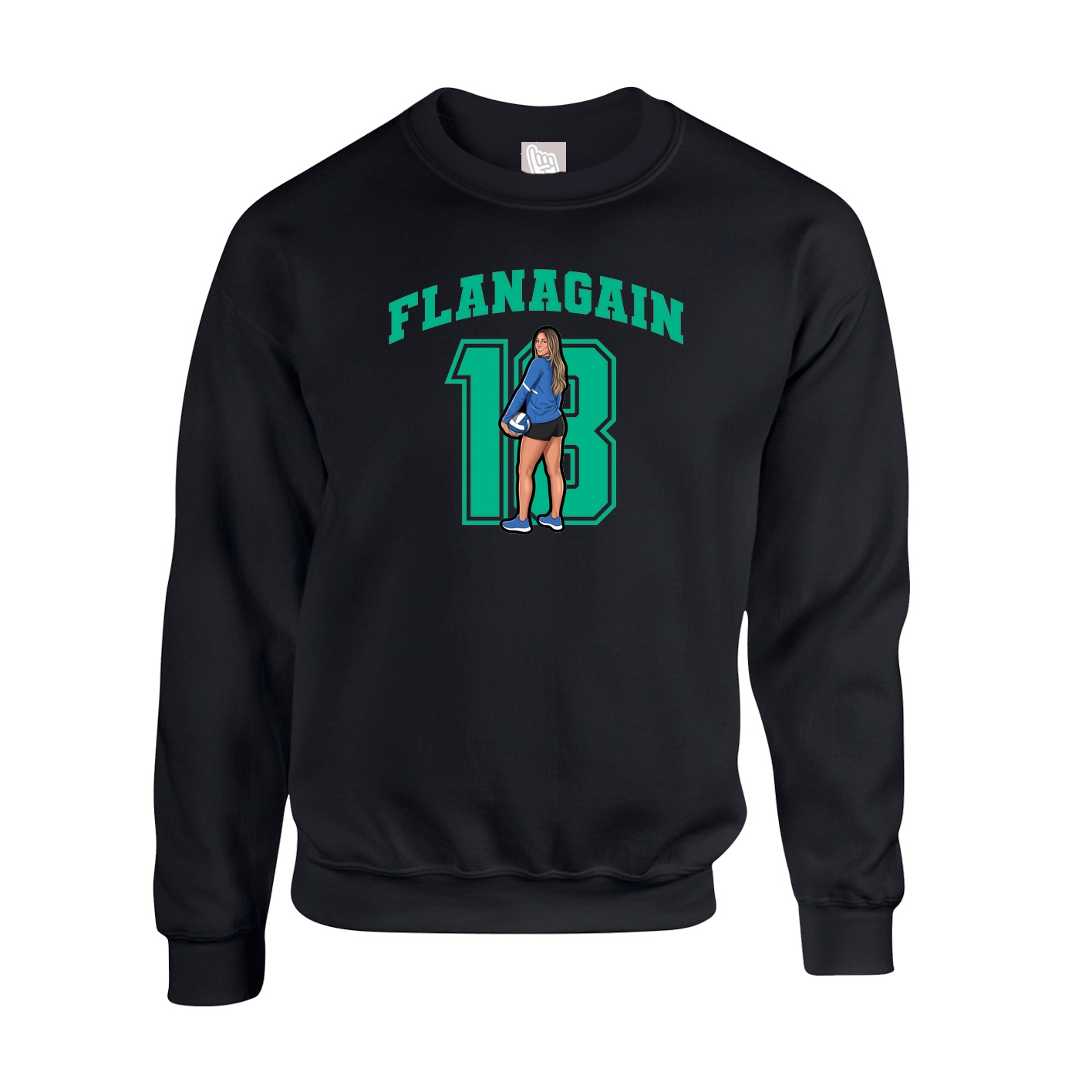 Fleece Crew — Number in Black