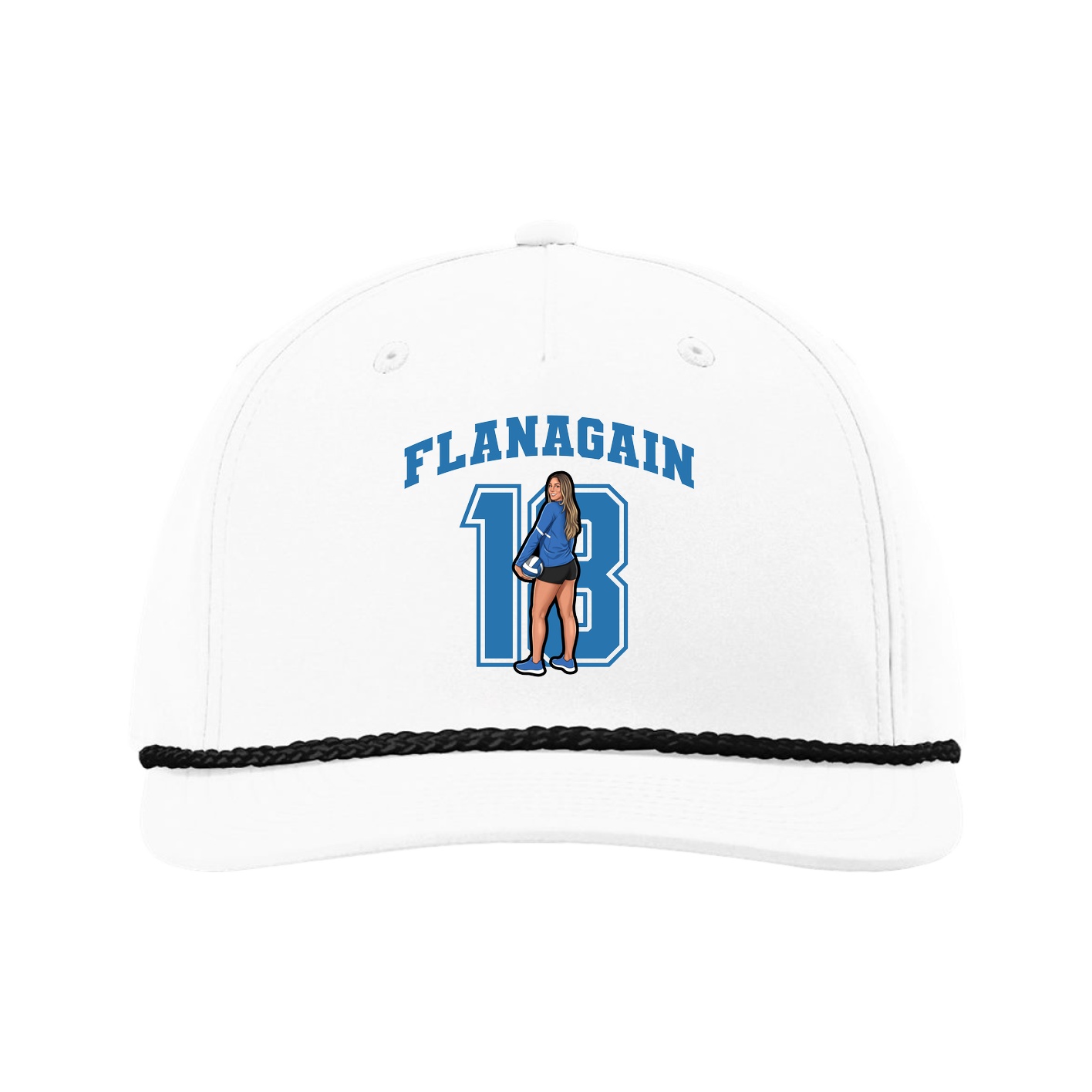 Five-Panel Classic Rope Cap — Number in White