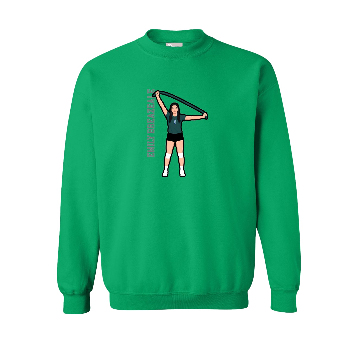 Fleece Crew — Name Vertical in Green