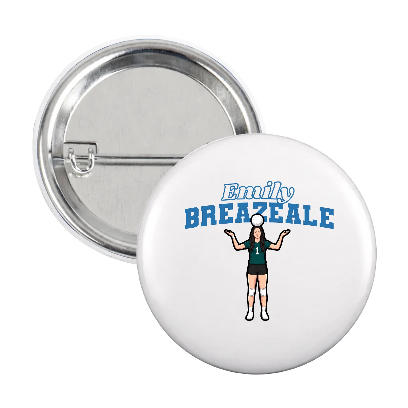 Game Day Button — Name Arch in White