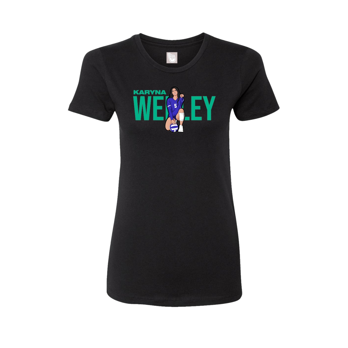 Fitted Women's Tee — Player Name in Black