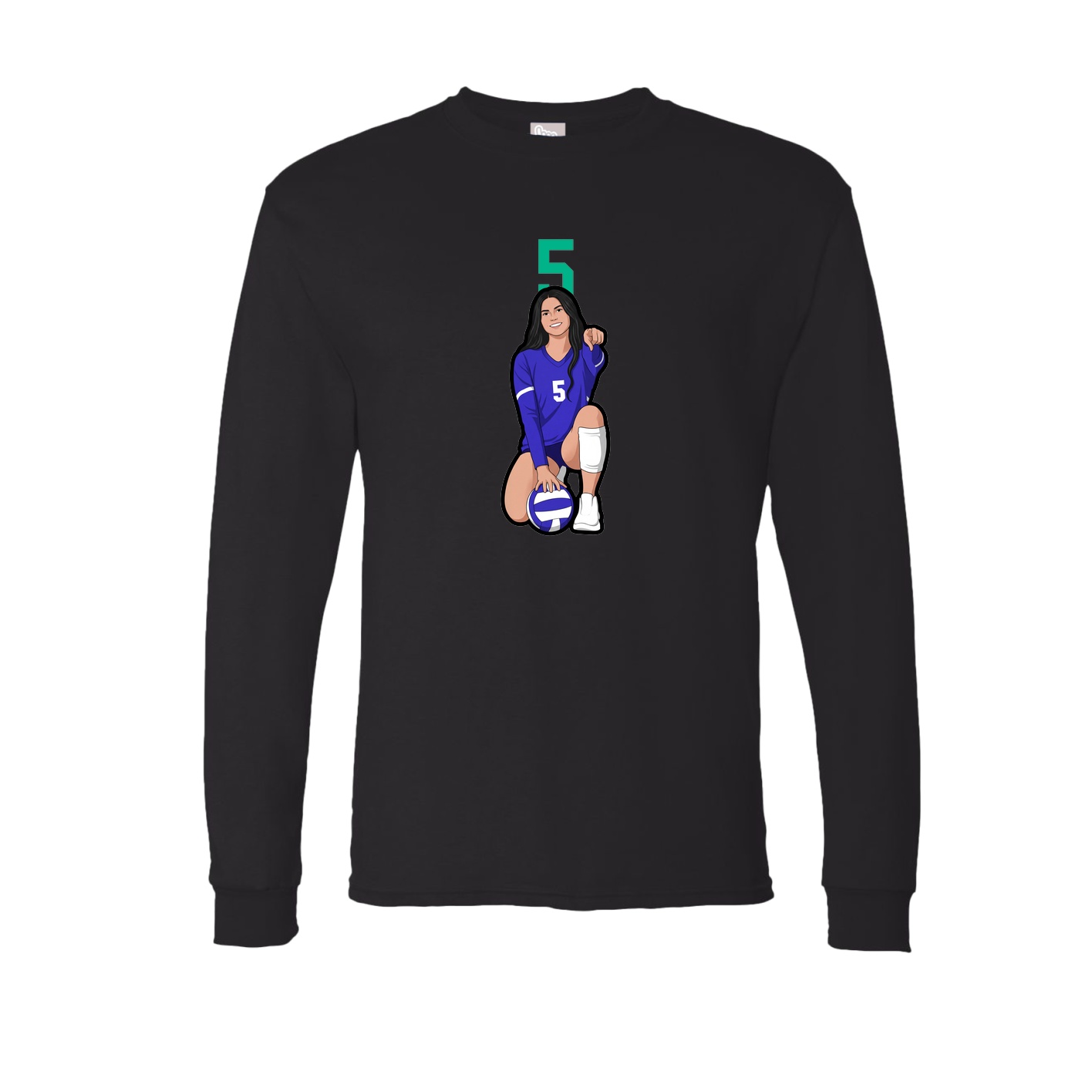 Long Sleeve Tee — Number Top in Black