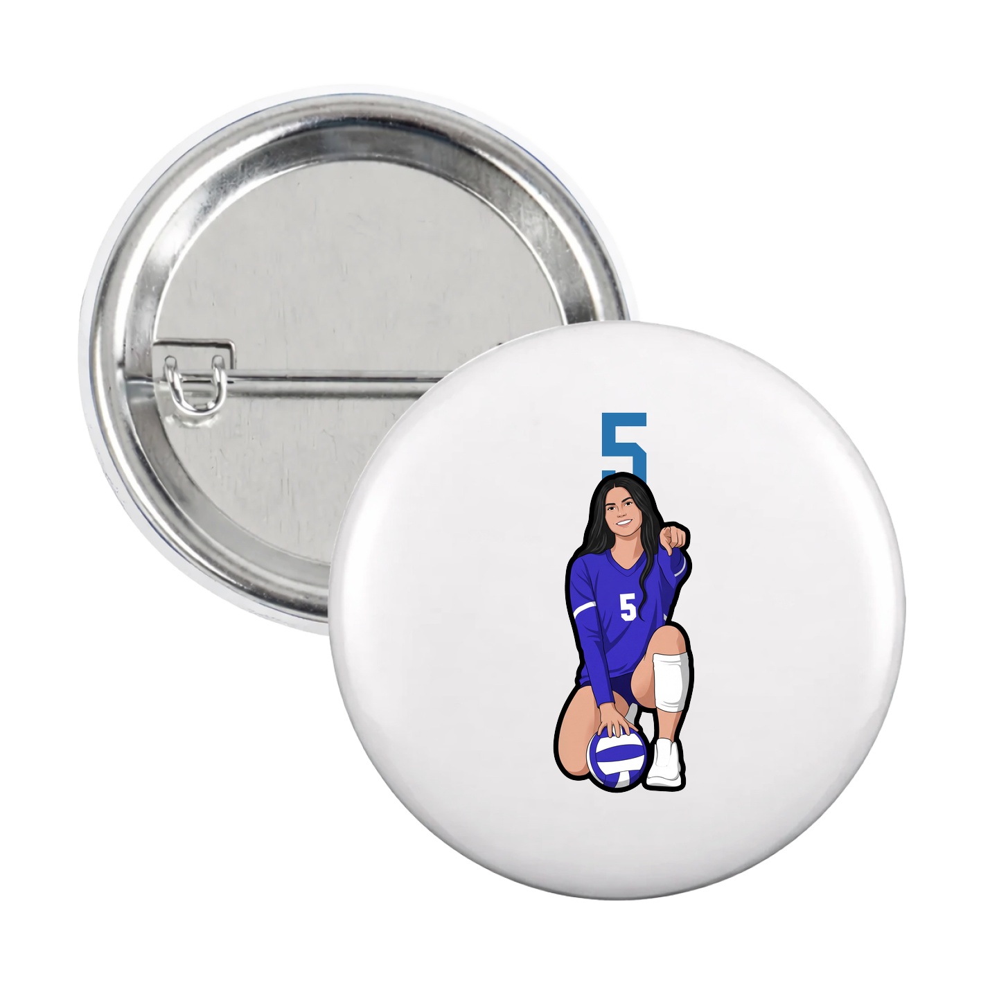 Game Day Button — Number Top in White