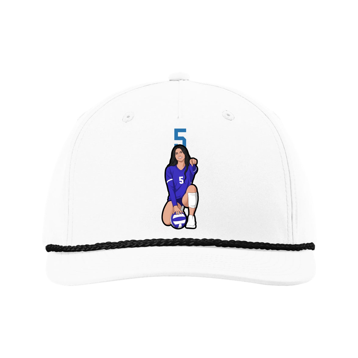 Five-Panel Classic Rope Cap — Number Top in White