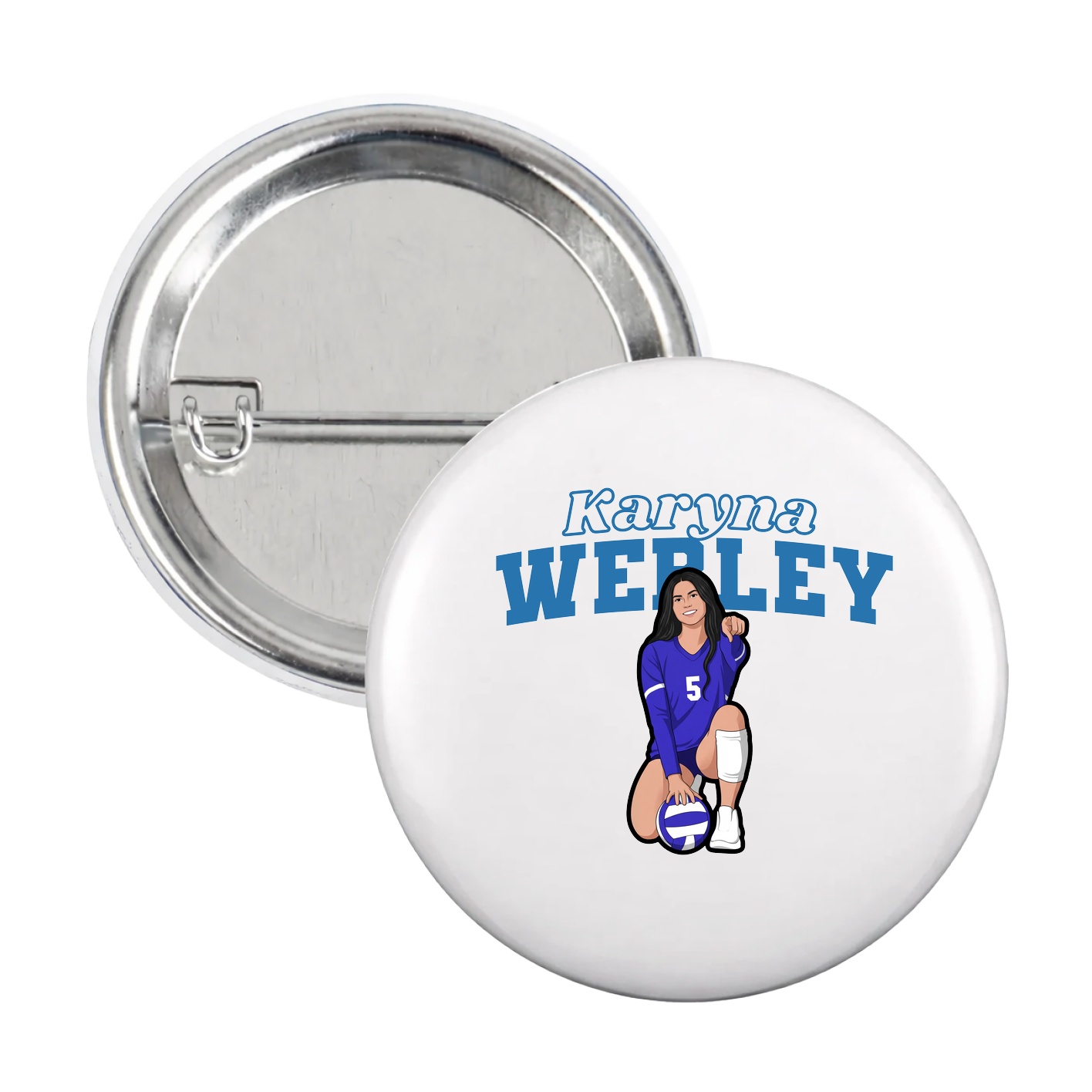 Game Day Button — Name Arch in White