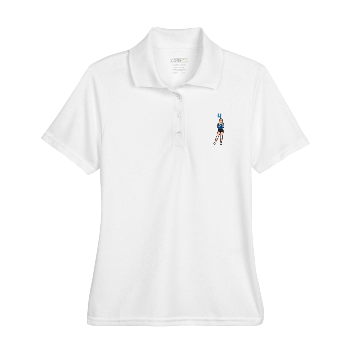 Womens Performance Polo — Number Top in White