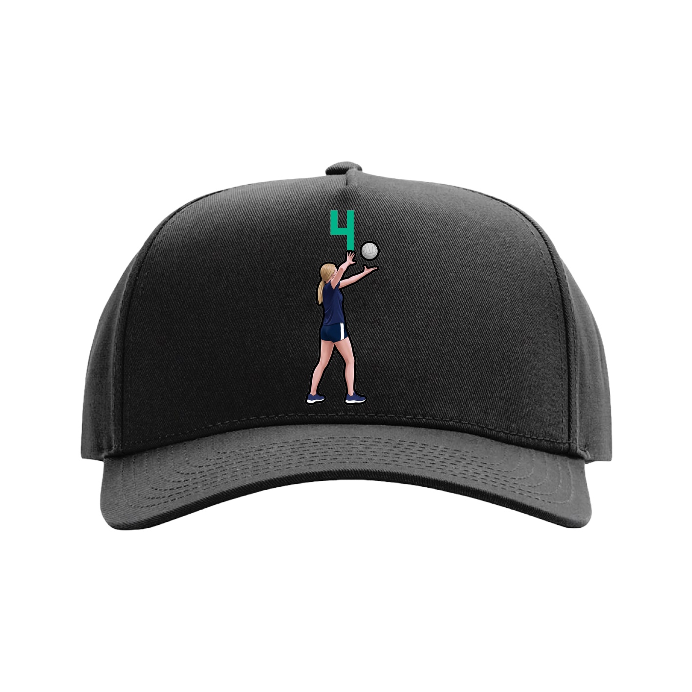 Full Fabric Five-Panel Champ Cap — Number Top in Black