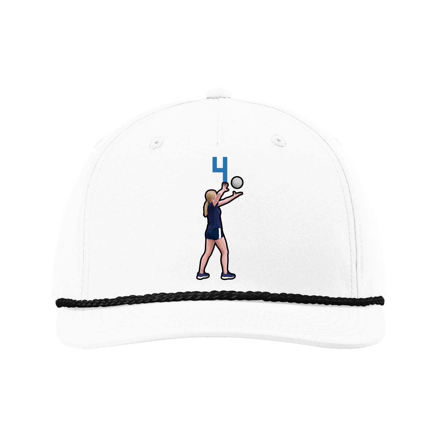 Five-Panel Classic Rope Cap — Number Top in White