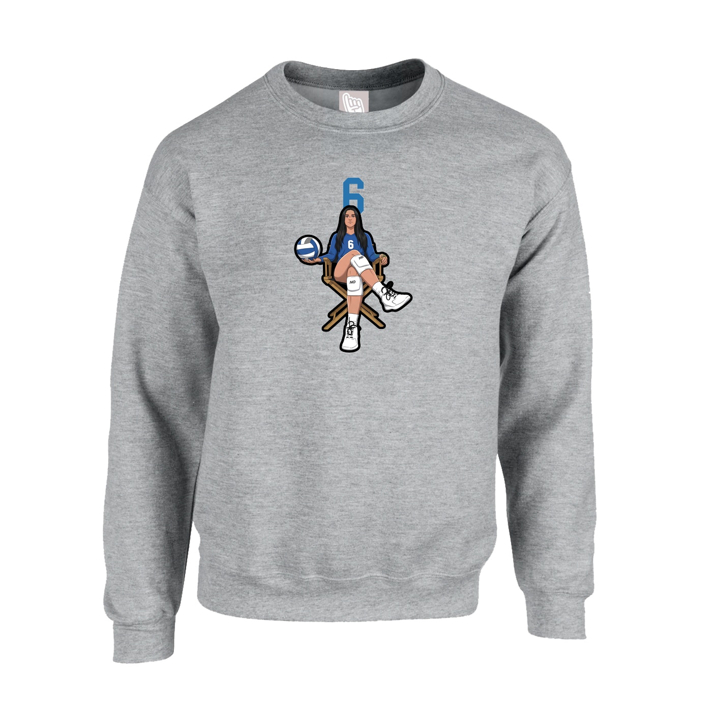 Fleece Crew — Number Top in Grey