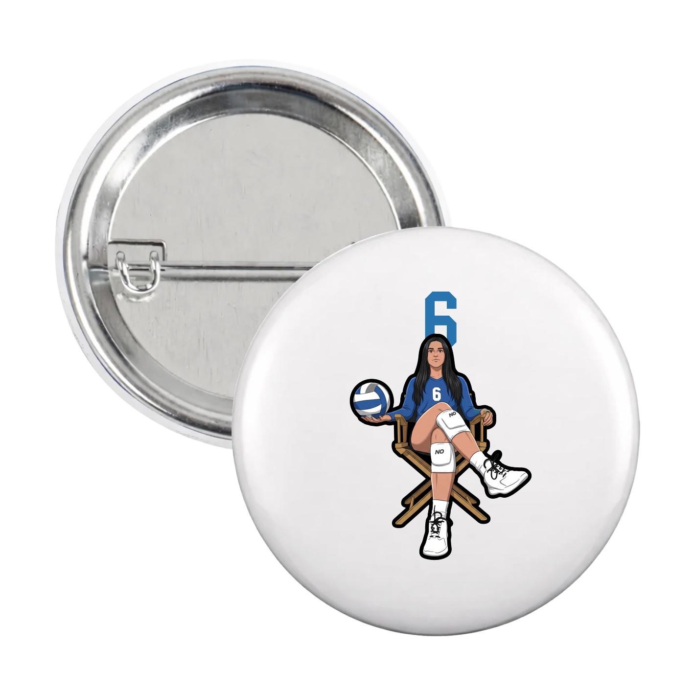Game Day Button — Number Top in White