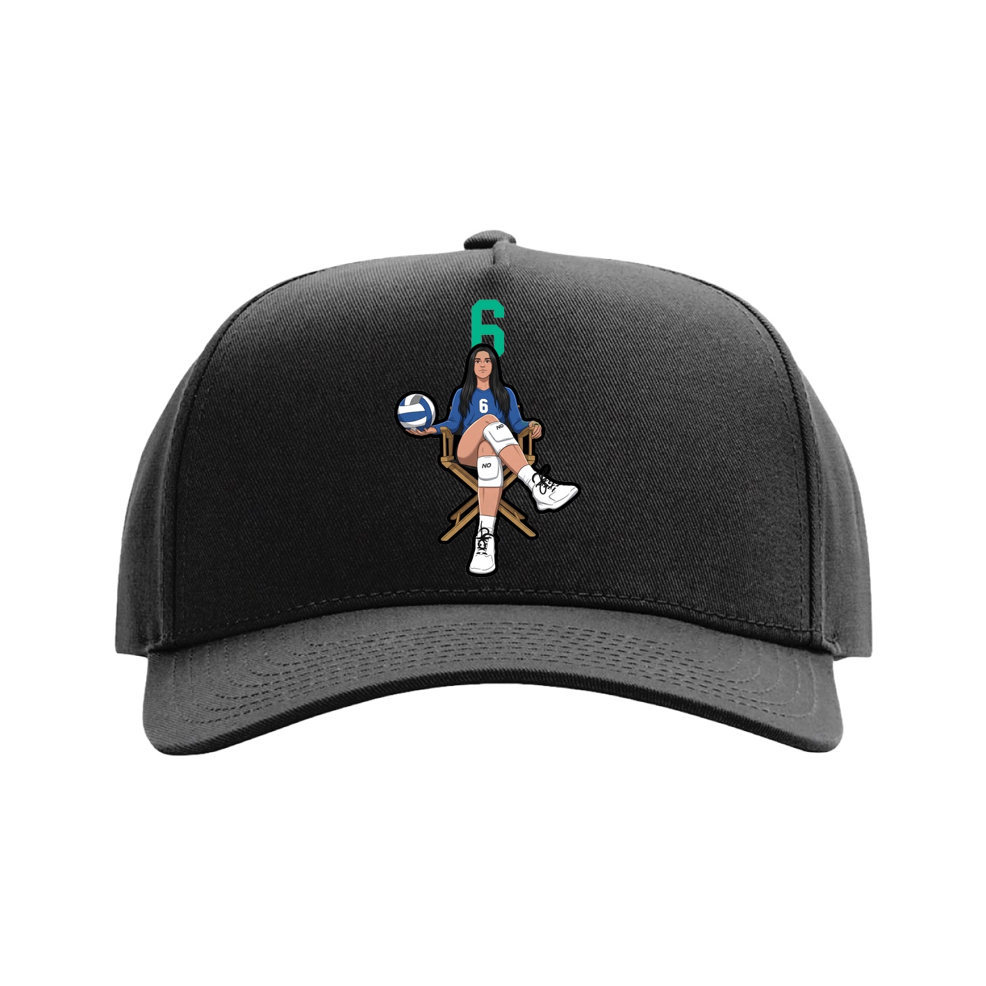 Full Fabric Five-Panel Champ Cap — Number Top in Black