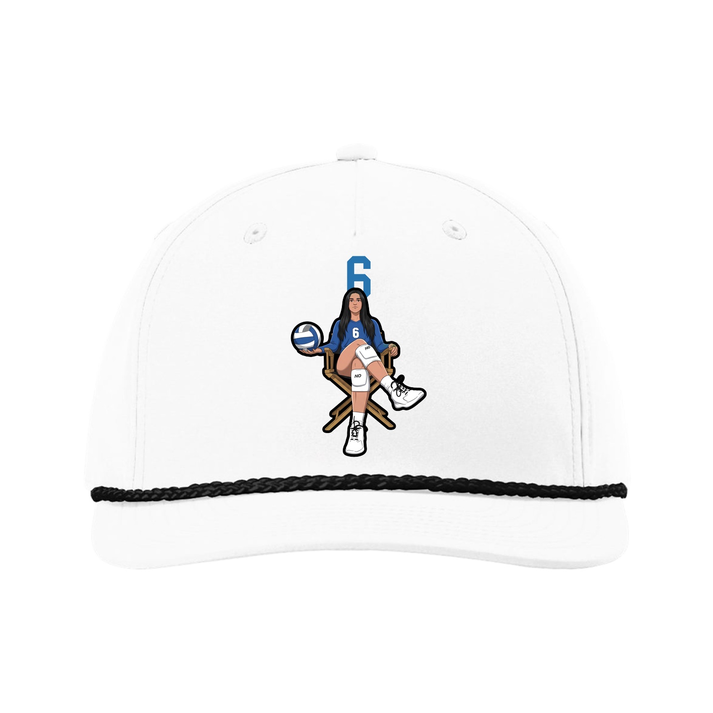 Five-Panel Classic Rope Cap — Number Top in White