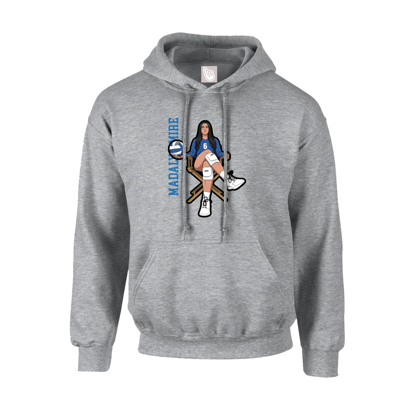 Hoodie — Name Vertical in Grey