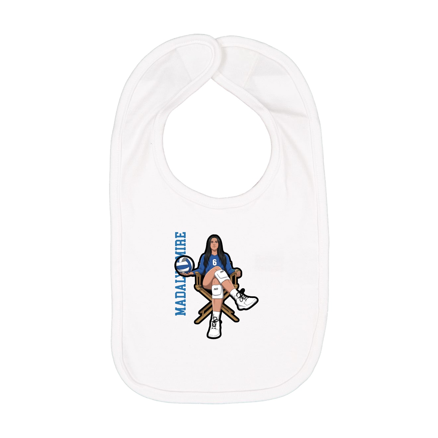 Infant Bib — Name Vertical in White