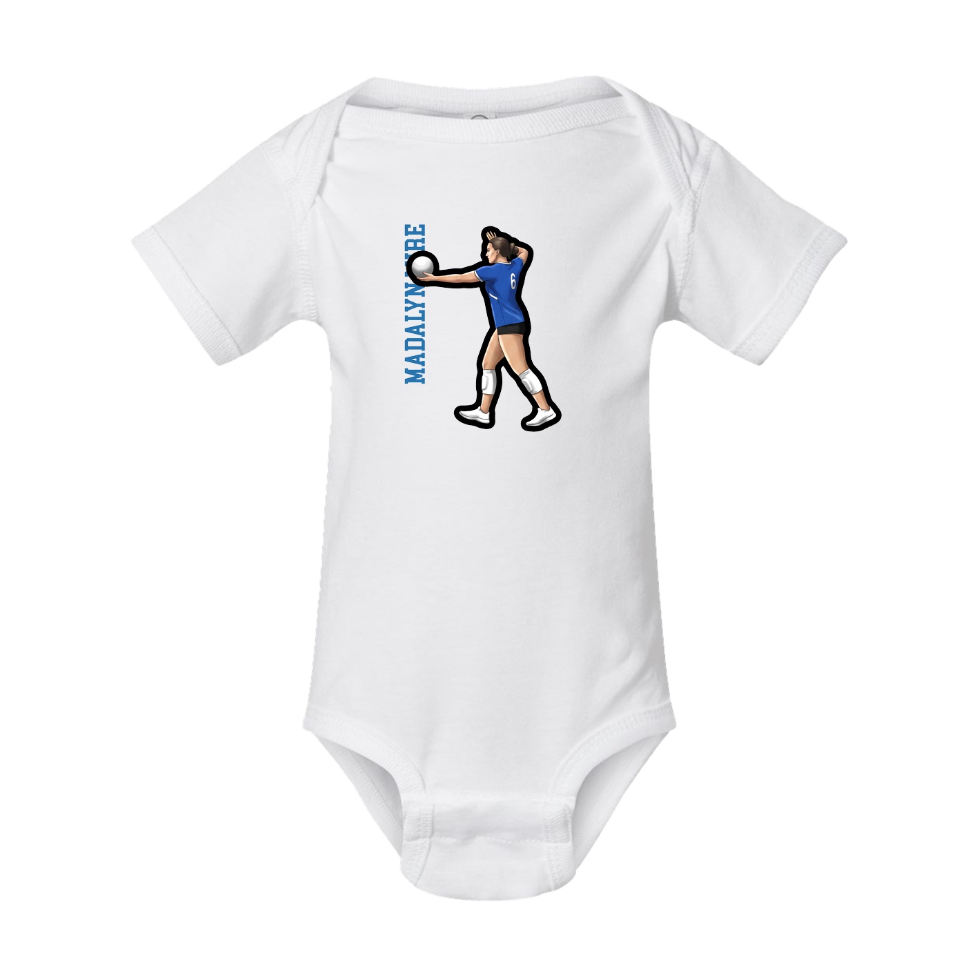 Baby Onesie — Name Vertical in White