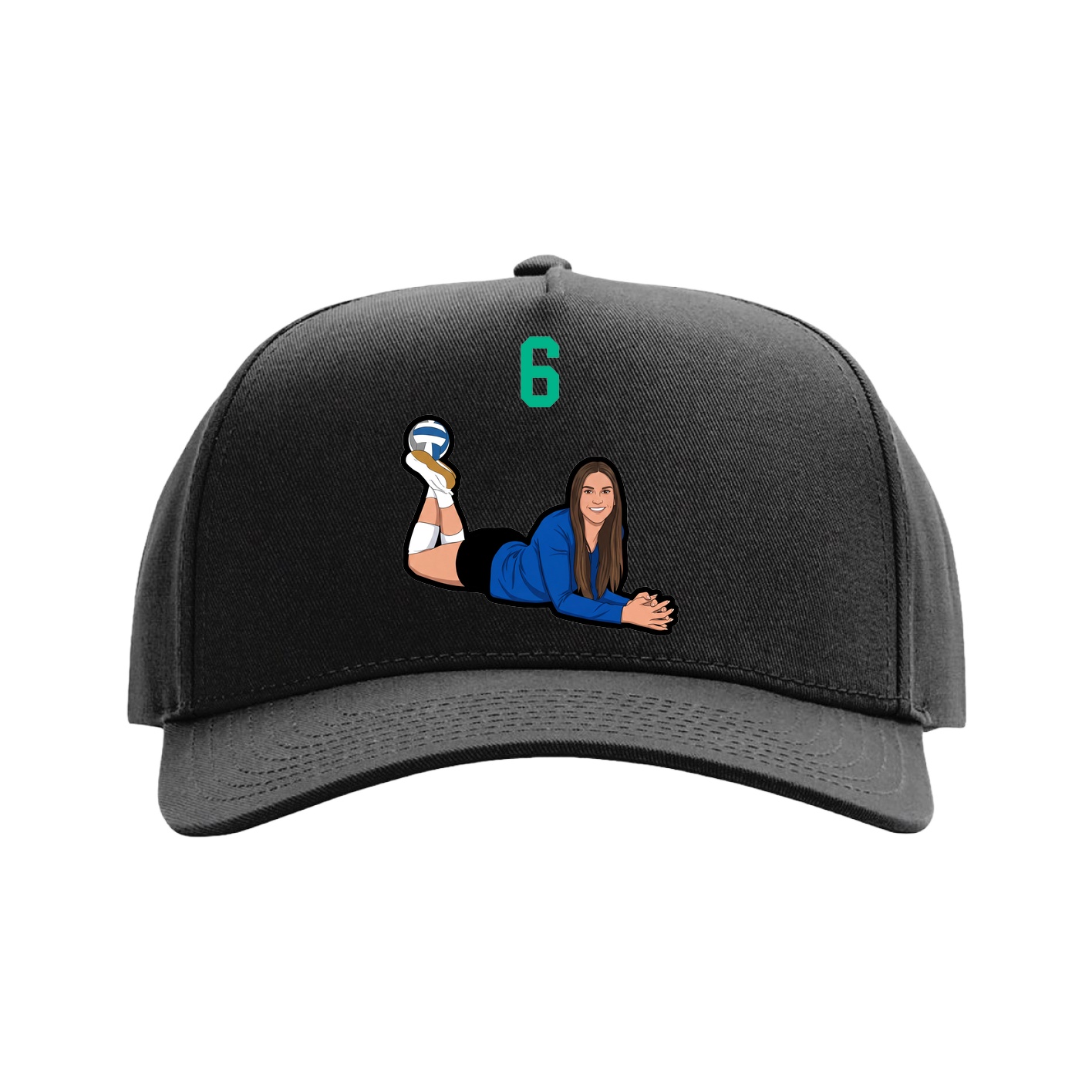 Full Fabric Five-Panel Champ Cap — Number Top in Black