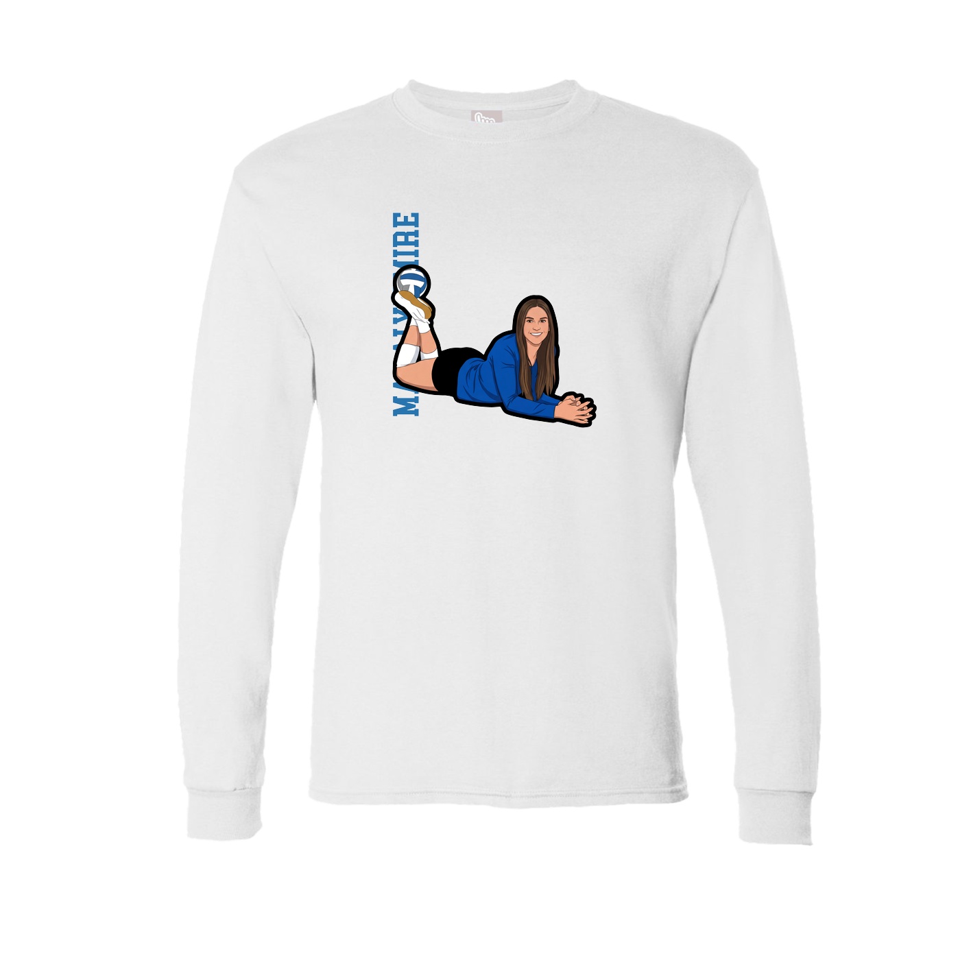 Long Sleeve Tee — Name Vertical in White