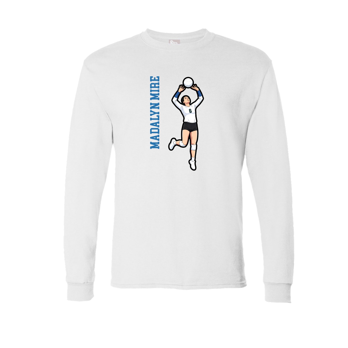 Long Sleeve Tee — Name Vertical in White