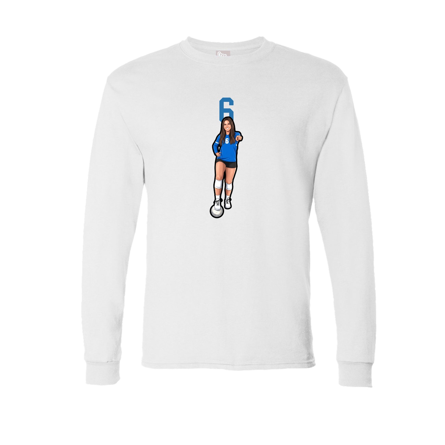 Long Sleeve Tee — Number Top in White