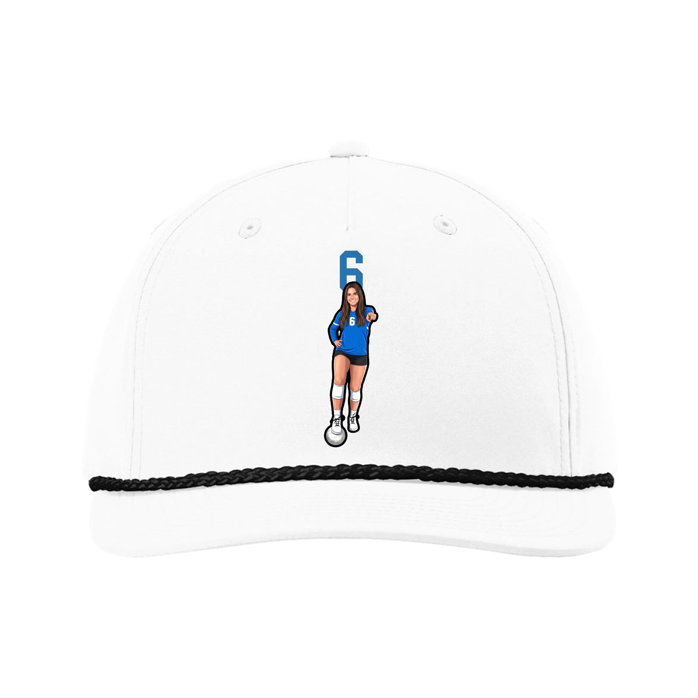 Five-Panel Classic Rope Cap — Number Top in White