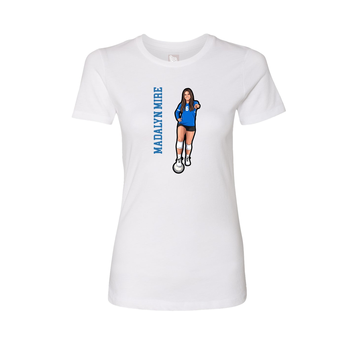 Womens Tee — Name Vertical in White