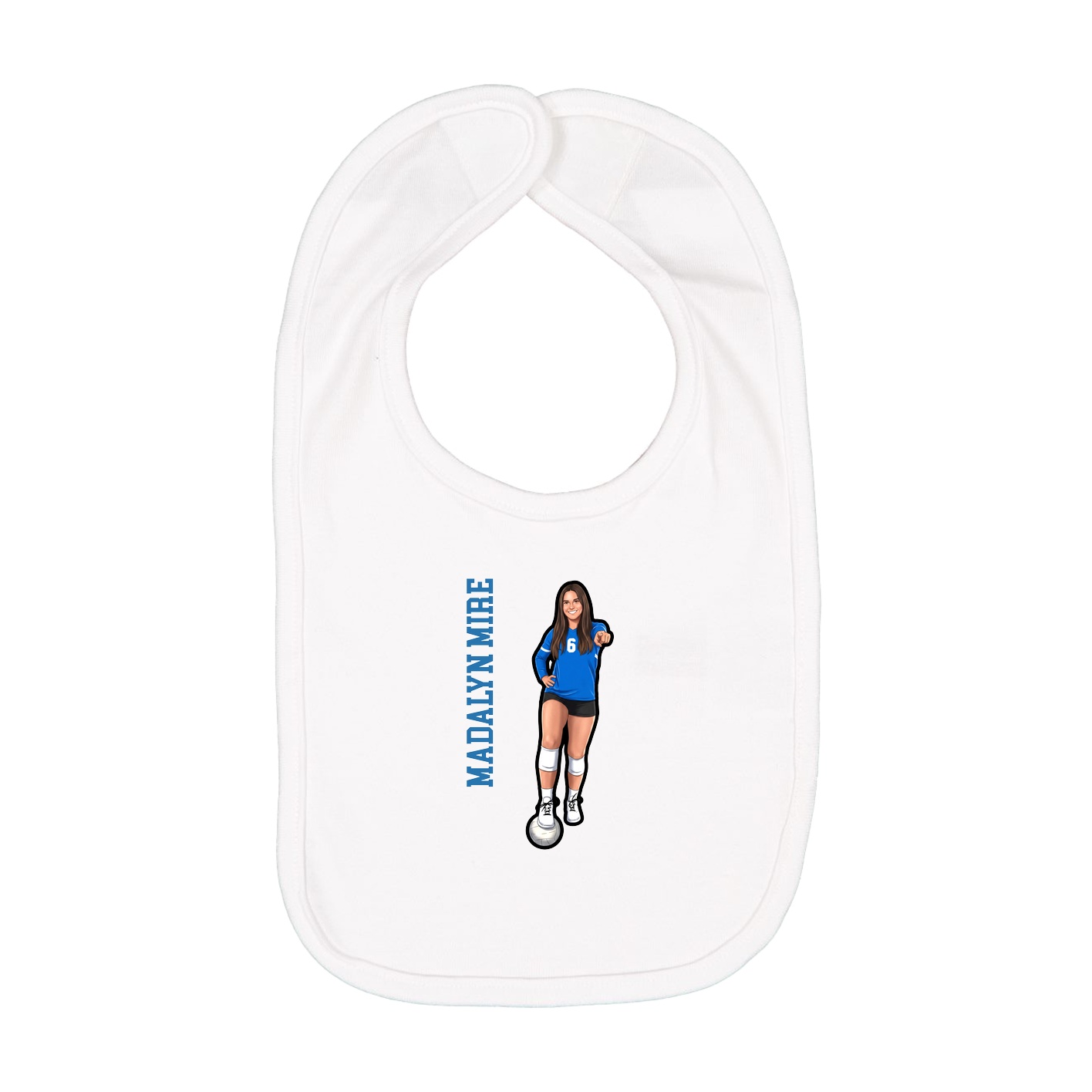 Infant Bib — Name Vertical in White