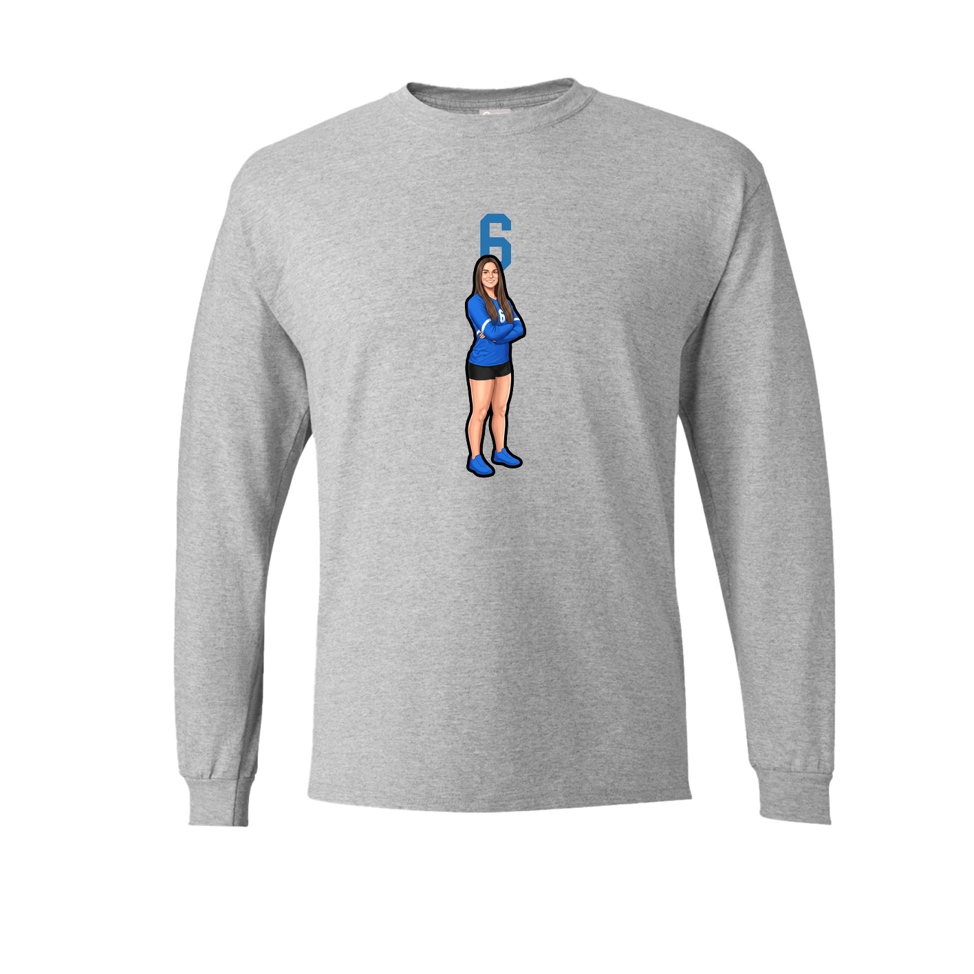 Long Sleeve Tee — Number Top in Grey