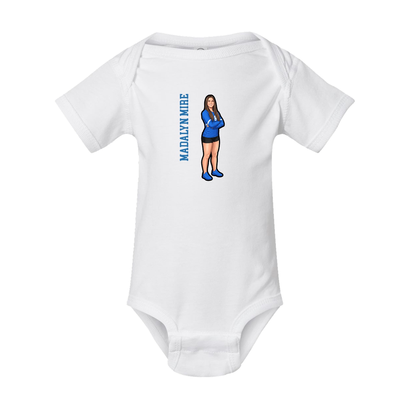 Baby Onesie — Name Vertical in White